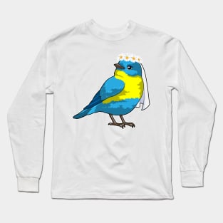 Bird as Bride with Wreath of flowers Long Sleeve T-Shirt